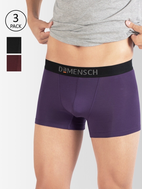 

DAMENSCH Men Pack Of 3 DEO-SOFT Deodorizing Trunks DAM-DC-T-OB-GRP-WR-PACK-3-MIX, Purple