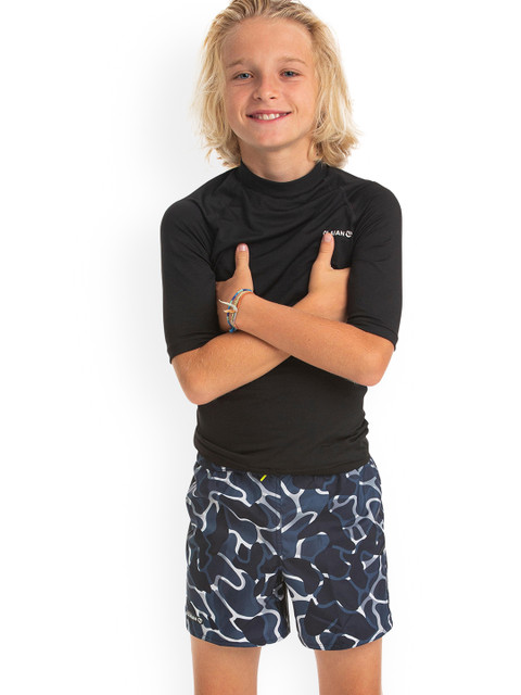 

OLAIAN By Decathlon Kids Navy Blue & Black Printed Sports Shorts
