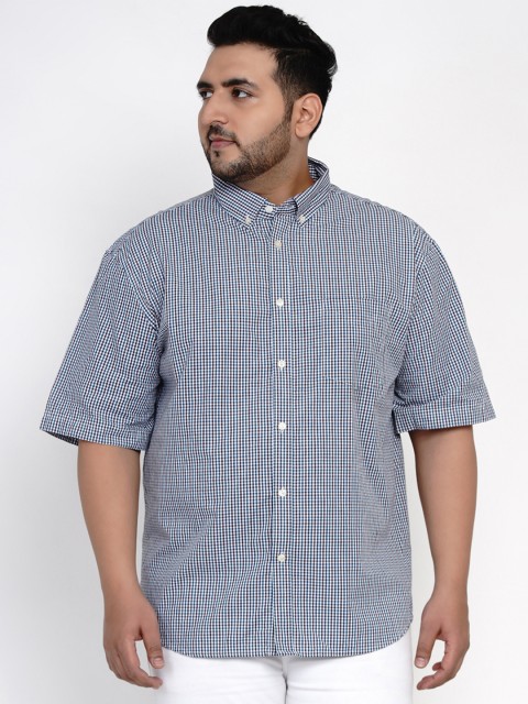 

Santonio Men Brown & Blue Regular Fit Checked Casual Shirt