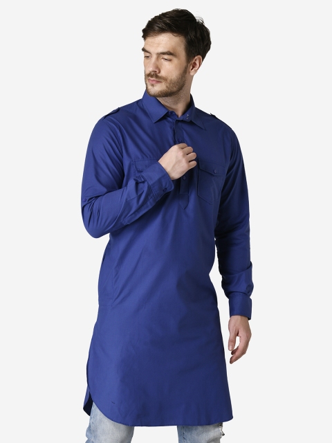 

TABARD Men Blue Solid Pathani Kurta