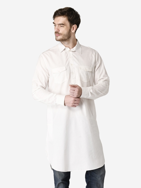 

TABARD Men Off-White Solid Pathani Kurta