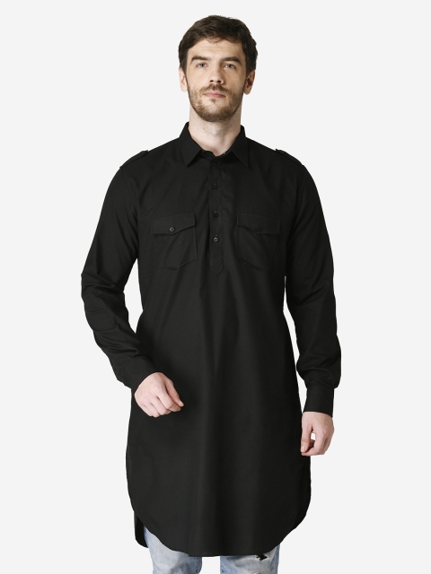 

TABARD Men Black Solid Pathani Kurta
