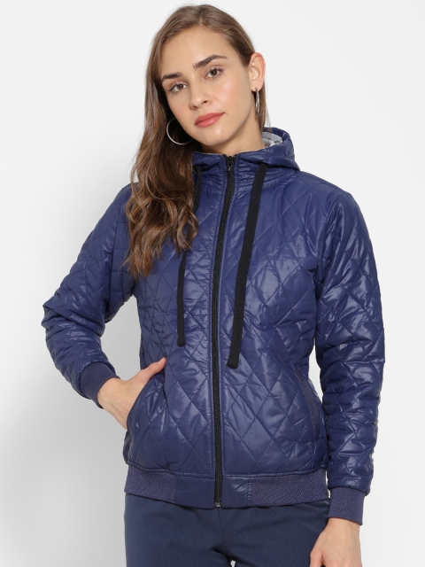 

Campus Sutra Women Blue Solid Windcheater Quilted Jacket