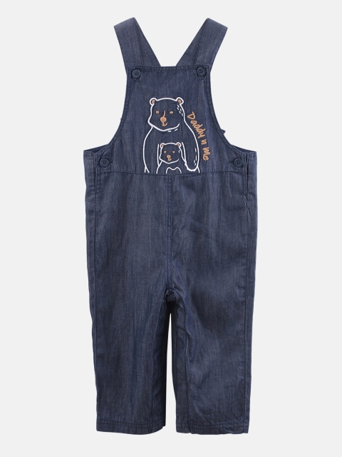 

Beebay Boys Blue Solid Embroidered Denim Dungaree