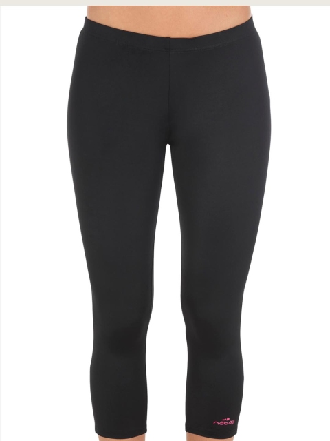 

Nabaiji By Decathlon Women Black Solid Swim Capris