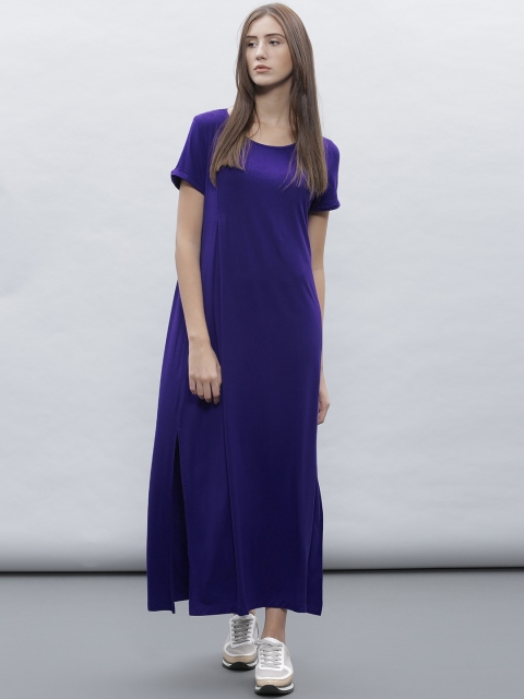 

ether Women Navy Solid Maxi Dress, Navy blue