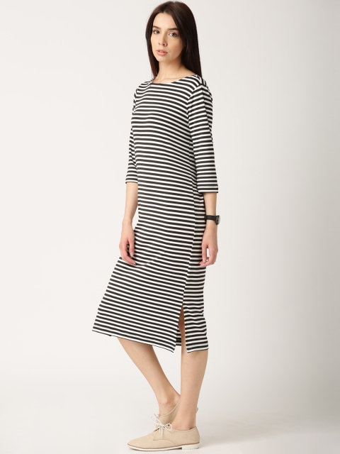

ether White & Black Stripe Jersey Midi Dress