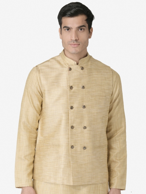 

TABARD Men Beige Woven Design Nehru Jacket
