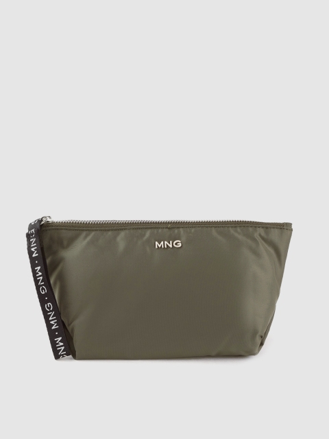 

MANGO Women Olive Green Solid Cosmetic Pouch with Wrist Loop