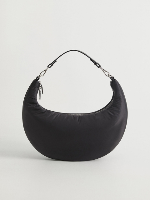 

MANGO Black Solid Hobo Bag
