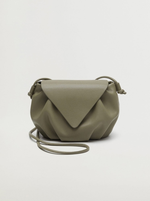 

MANGO Women Olive Green Solid Sling Bag