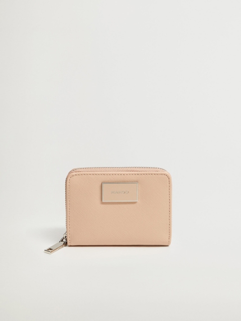 

MANGO Women Nude-Coloured Solid Zip Around Wallet