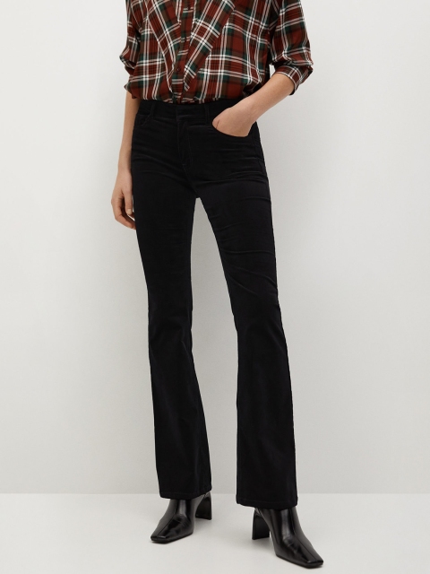 

MANGO Women Black Regular Fit Solid Bootcut Trousers