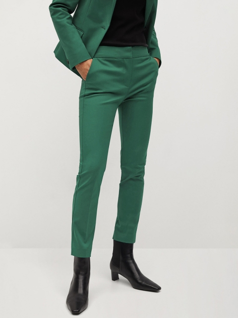 

MANGO Women Green Regular Fit Solid Formal Trousers