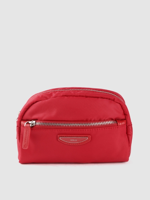 MANGO Women Red Solid Cosmetic Pouch