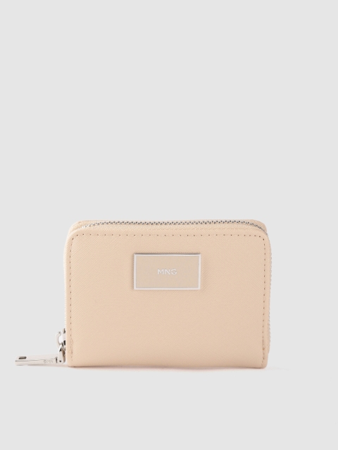 

MANGO Women Beige Solid Zip Around Wallet