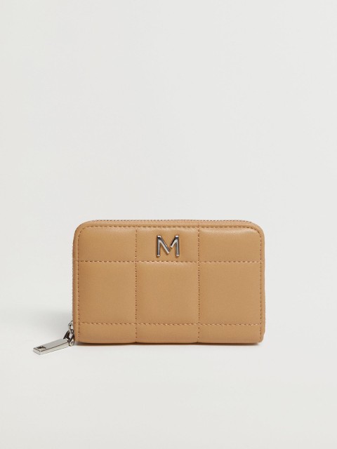 

MANGO Women Beige Quilted Zip Around Wallet