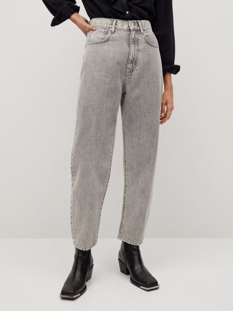 

MANGO Women Grey Slouchy Veronica Regular Fit Sustainable Mid-Rise Clean Look Jeans