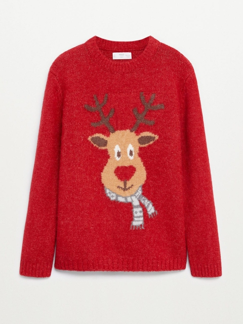 

Mango Kids Boys Red Reindeer Pattern Sweater