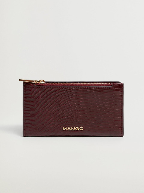 

MANGO Women Burgundy Snakeskin Textured Two Fold Wallet