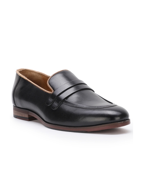 

CASOR Men Black Solid Leather Formal Slip-Ons