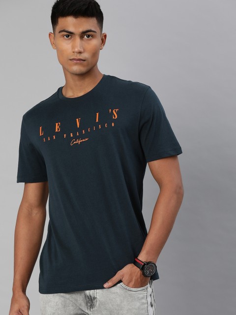

Levis Men Navy Blue Printed Round Neck T-shirt