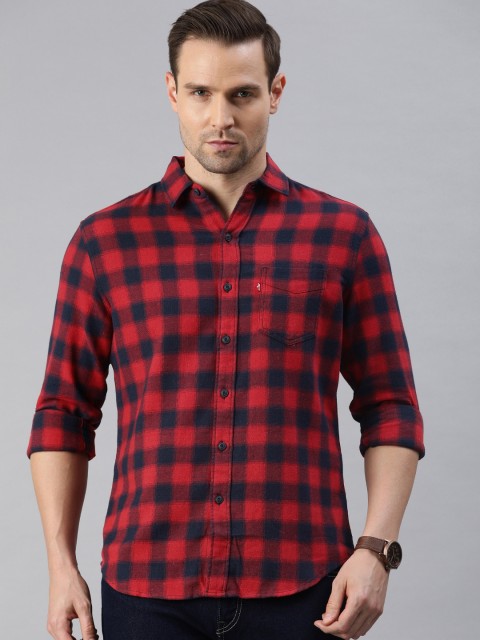 

Levis Men Red & Black Slim Fit Checked Casual Shirt