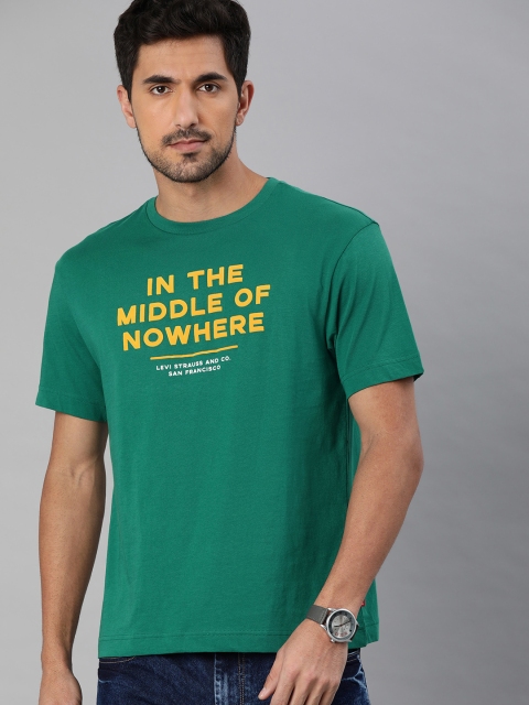 

Levis Men Green Printed Round Neck Pure Cotton T-shirt