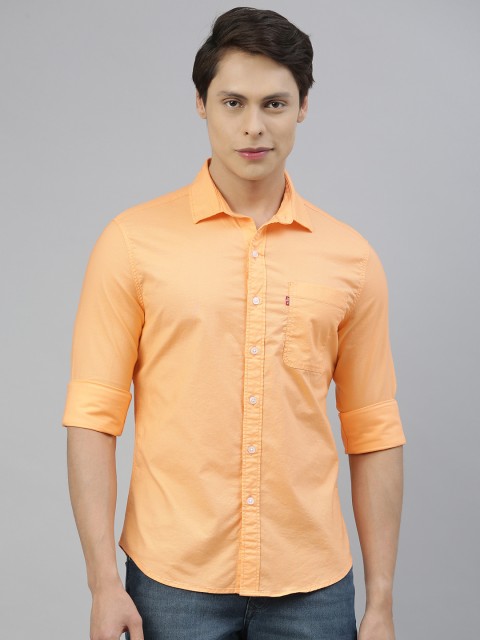 

Levis Men Orange Slim Fit Solid Casual Shirt