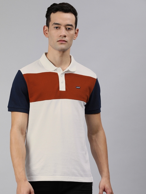 

Levis Men White Colourblocked Polo Collar Pure Cotton T-shirt