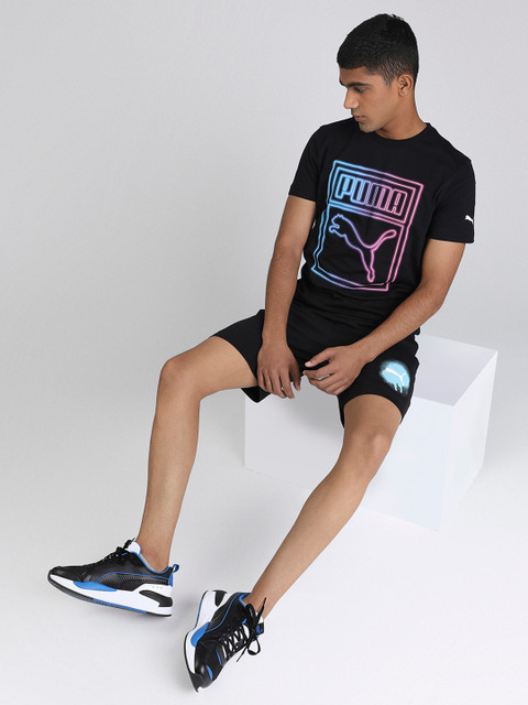 

Puma Men Black Printed Round Neck T-shirt