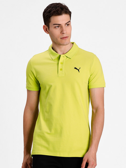 

Puma Men Yellow Solid Polo Collar T-shirt