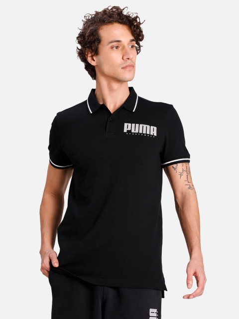 

Puma Men Black Solid Polo Collar T-shirt