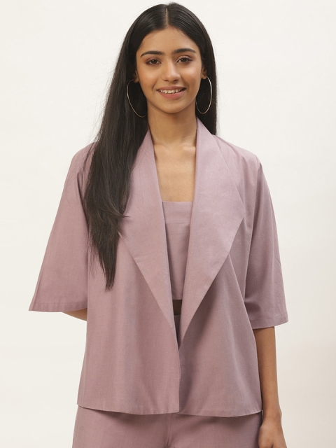 

HAIL WOMEN Women Mauve Solid Open Front Shrug