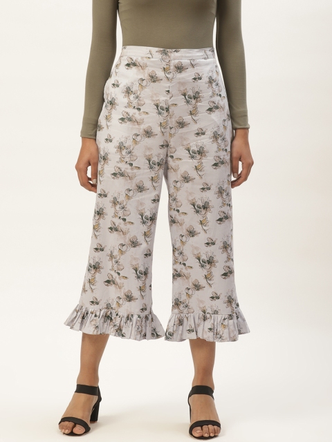 

HAIL WOMEN Women Grey & Green Regular Fit Floral Printed Culottes