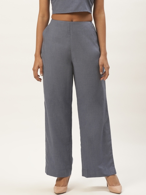 

HAIL WOMEN Women Blue Regular Fit Solid Parallel Trousers