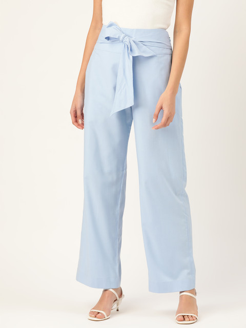 

HAIL WOMEN Women Blue Regular Fit Solid Parallel Trousers