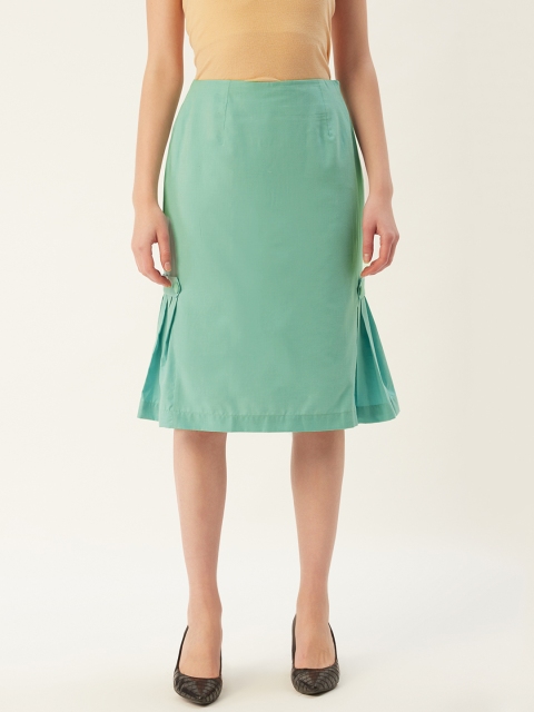 

HAIL WOMEN Sea Green Solid A-Line Skirt