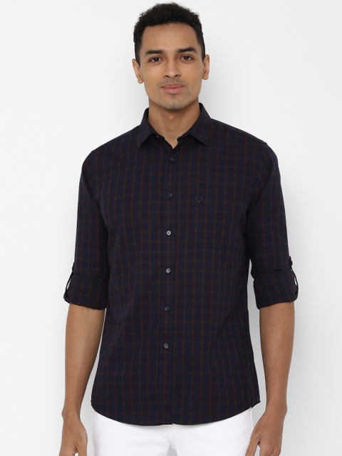 

Allen Solly Men Navy Blue Slim Fit Checked Cotton Casual Shirt