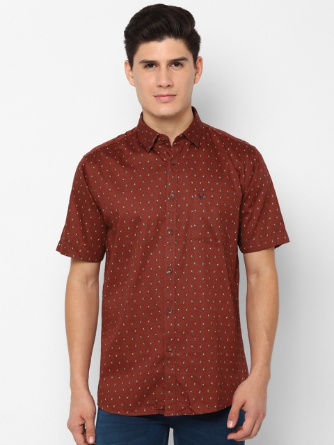 

Allen Solly Men Rust Slim Fit Printed Casual Shirt