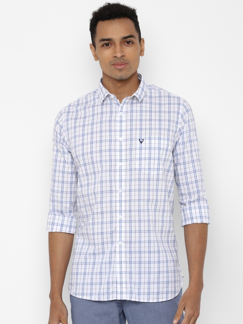 

Allen Solly Men White & Blue Slim Fit Checked Casual Shirt