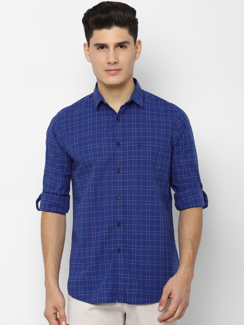 

Allen Solly Men Navy Blue & Red Slim Fit Checked Casual Shirt