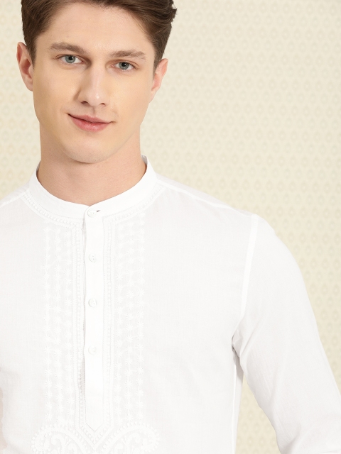 

House Of Pataudi Men White Authentic Hand Embroidered Chikankari Kurta