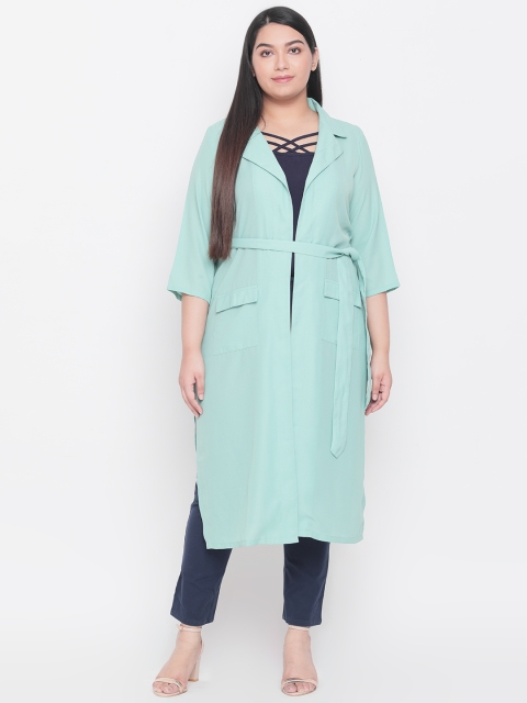 

Amydus Women Sea Green Solid Open Front Shrug