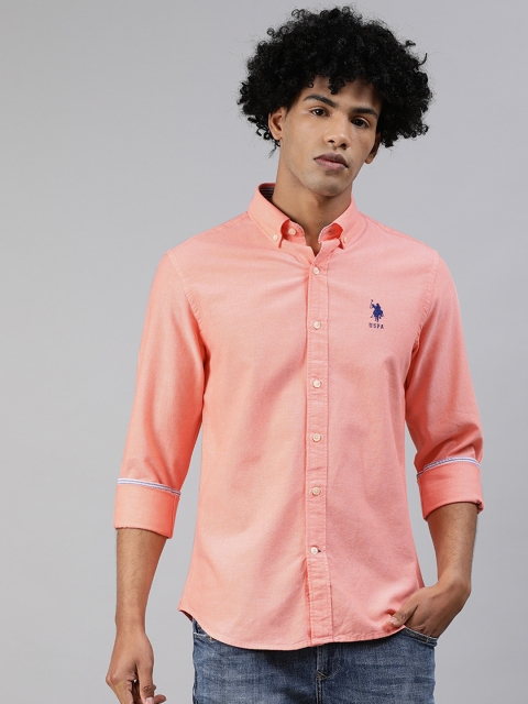 

U.S. Polo Assn. Men Orange Tailored Fit Solid Casual Shirt