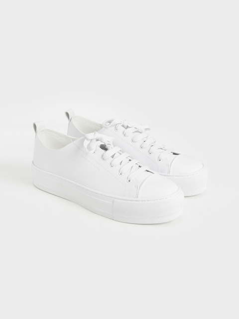 

CHARLES & KEITH Women White Solid Sneakers