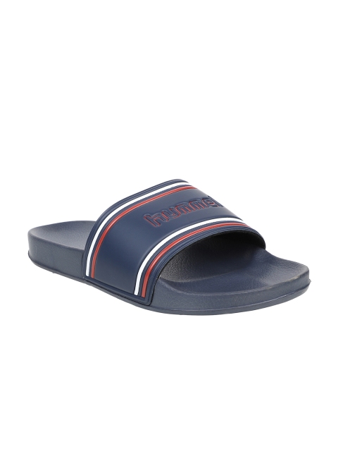 

hummel Unisex Navy Blue Solid Sliders