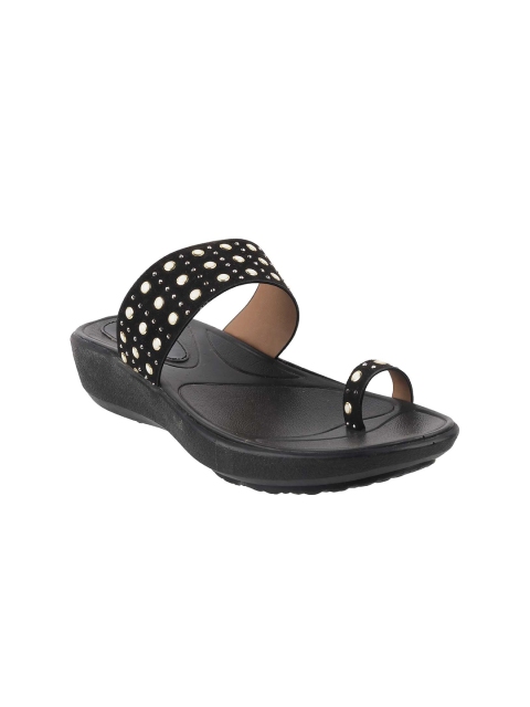 

Catwalk Women Black Embellished Toe Ring Wedges