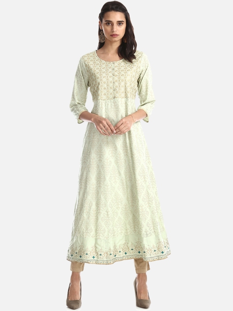 

Anahi Women Green Embroidered Anarkali Kurta