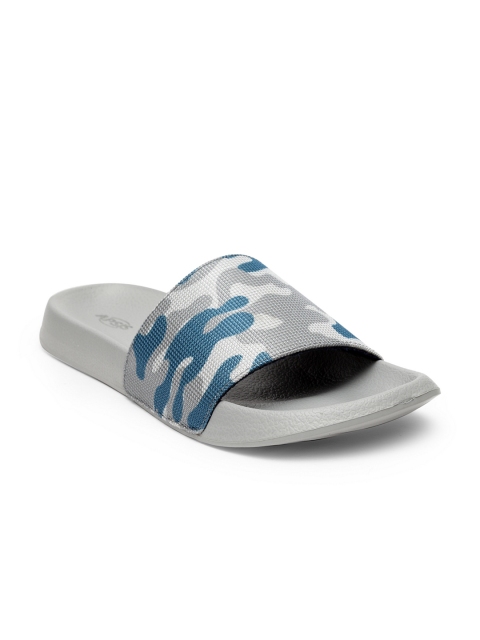 

Apsis Men Grey & Blue Printed Sliders